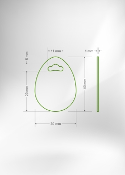 Alternative view of Rozsdamentes acél biléta - csepp - 30x40