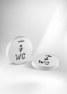 Erős PVC kulcskolonc – férfi WC – kör